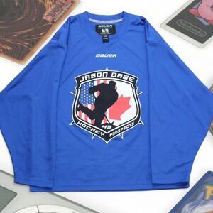 Blue Y2K Bauer Long sleeve Graphic Hockey Jersey